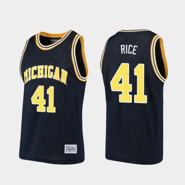 University of Michigan #41 Men Glen Rice Jersey Navy University Alumni Basketball